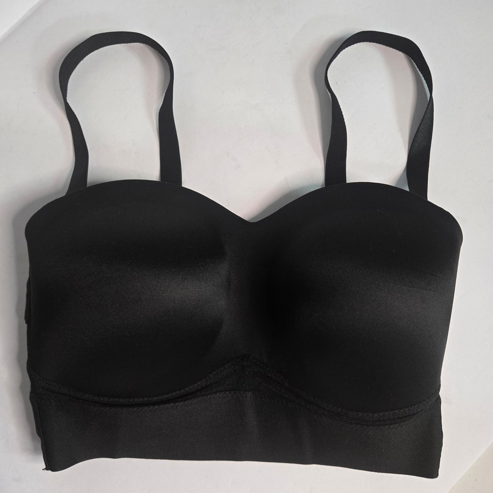 Rhonda Shear Convertible Wireless Strapless Bra Black Clear Grip Band Women's XS
